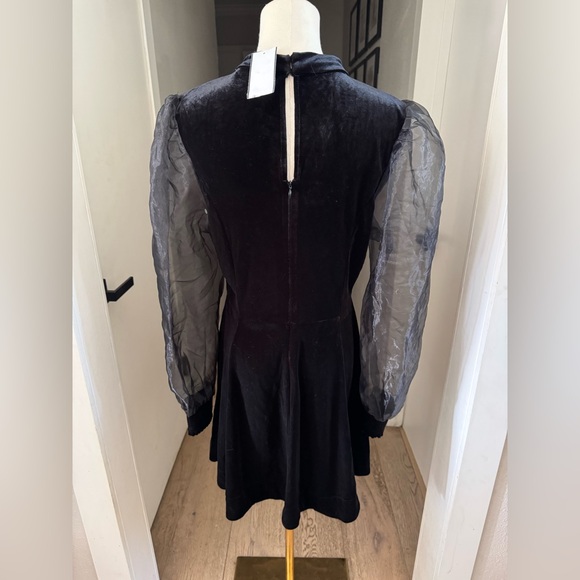 NWT | Astr | Velvet Sheer Puff Sleeve Dress | Sz L - Picture 6 of 12
